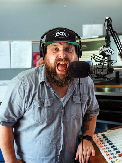 Jeff Morad, spinning tunes on 102.7 WEQX, an alternative radio station on the Vermont-New York border.