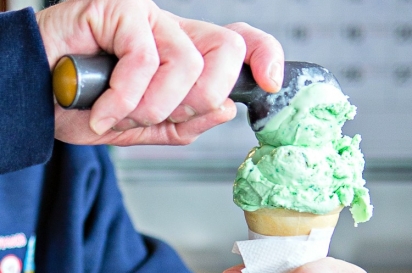 A double-scoop at Troy's Snowman.