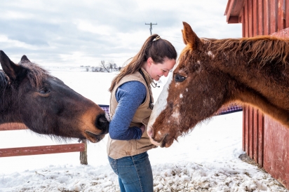 Dr. Jessie Bolster with some horses she treated through the River Valley Veterinary Services in the Capital Region of New York.