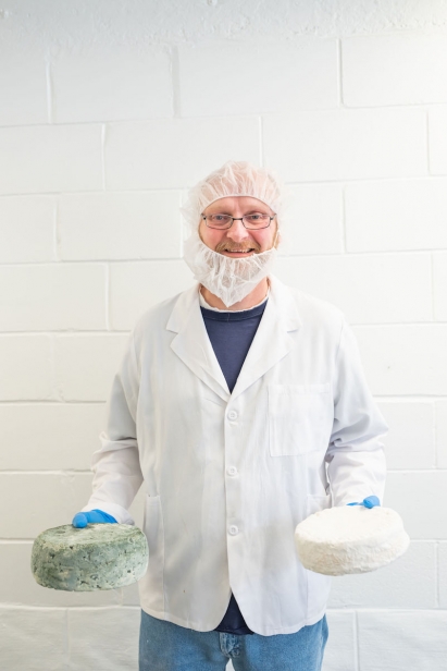 Cheesemaker Sean O’Connor’s with his cheeses at R & G Cheese in Troy, New York.