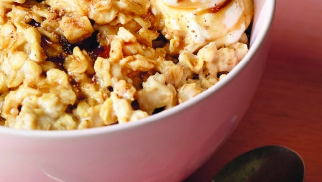 The Shop's go-to recipe for oatmeal features pomegranate molasses and cashew butter. 