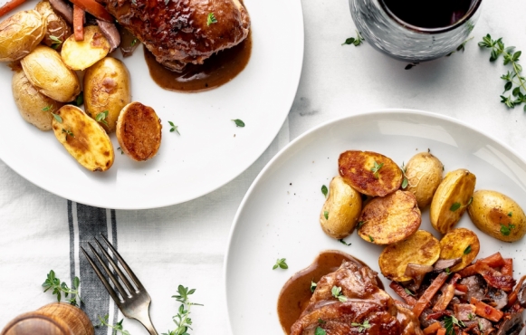 Oven-Roasted Baby Potatoes recipe for side dish to coq au vin