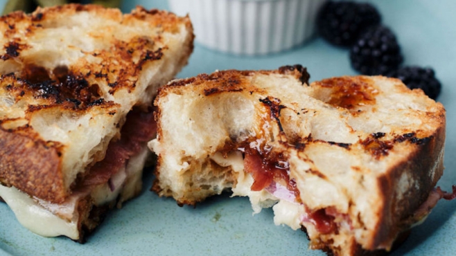 Smokey Mountain Grilled Cheese recipe from The Cheese Traveler, a cheese shop in Albany, New York.