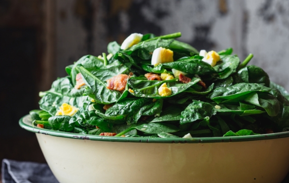 Spinach Salad with Bacon and Eggs recipe.